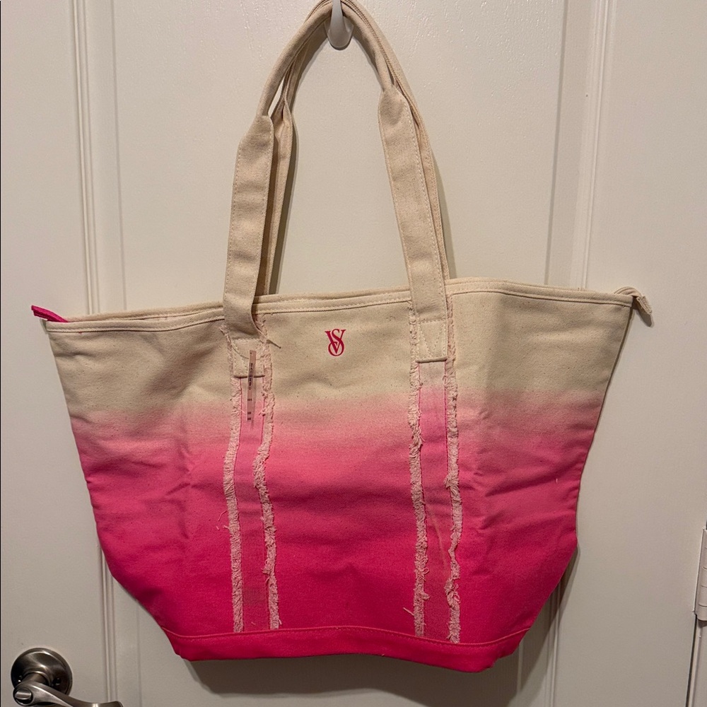 Victoria's Secret Cream and Pink Tote Bag